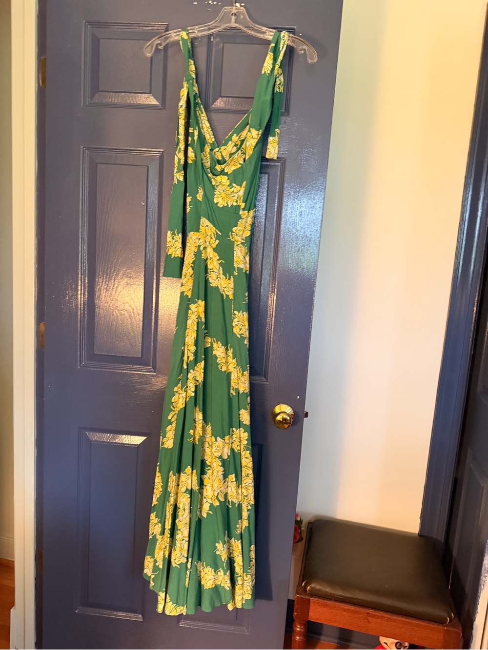 Trashy Diva Green Maxi Dress with Yellow Floral Print *Helena?* sz12 - Picture 4 of 6